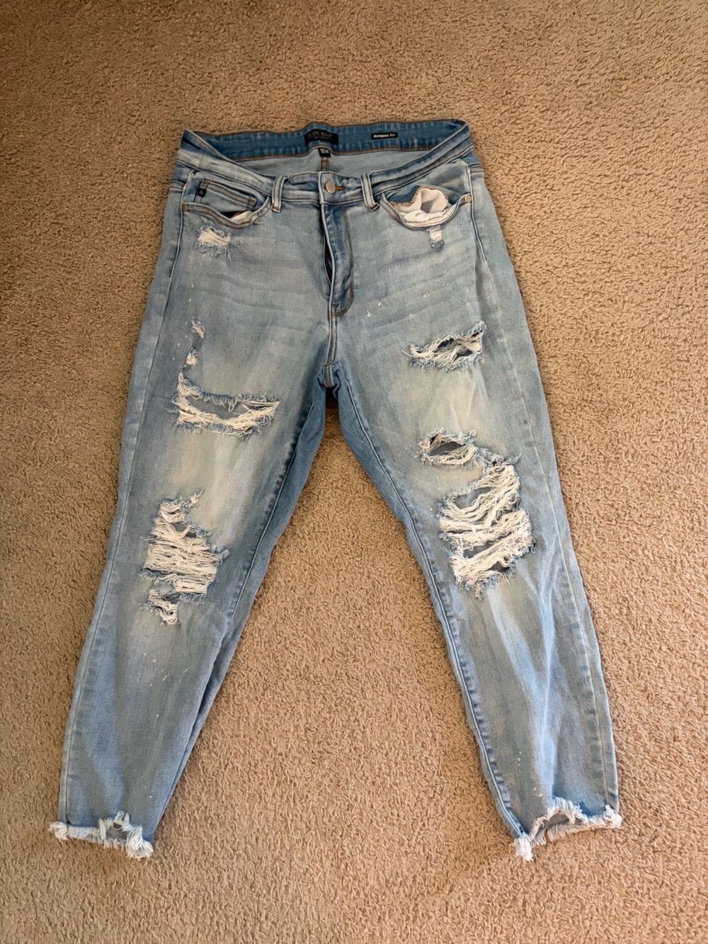 Judy Blue Light Blue Distressed Boyfriend Jeans
